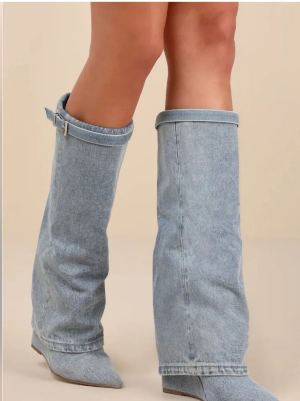 NWT STEVE MADDEN CORRENE DENIM FOLDOVER BOOTS